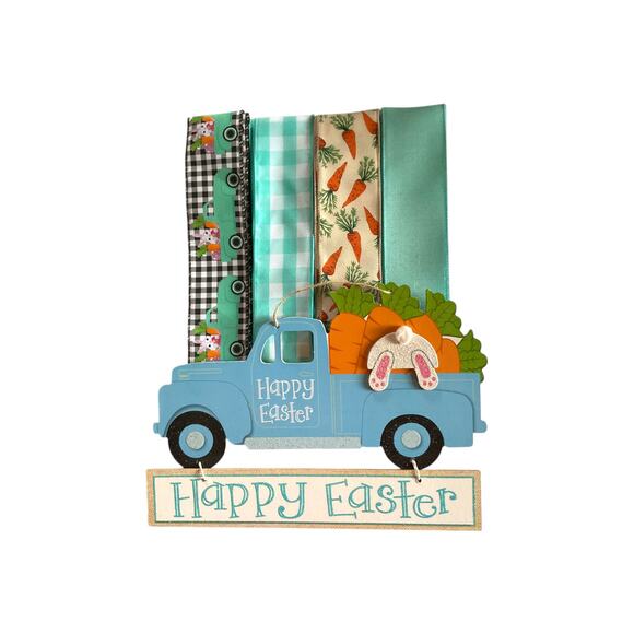 Blue DIY Easter Wreath Making Kit, Spring Sign Ribbon Bundle Set, Door Hanger - Picture 5 of 6